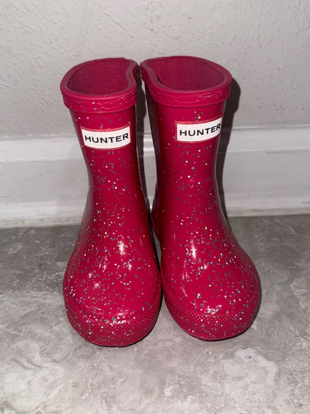 Hunter Kids Hot Pink Glitter Rain Boots 5c